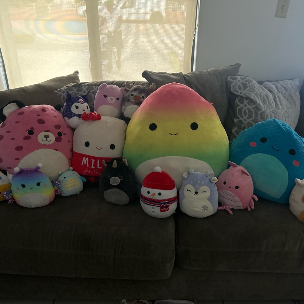 Pink and White Stuffed Animals Collection